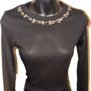 Women’s long sleeve shirt with jewels around the collar brand new